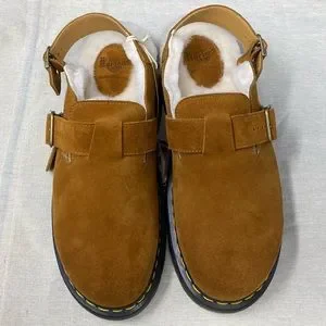 Dr Martens Made in England Jorge Calf Suede Shearling Slingback Mule Men Size 12 Jorge Made in England Shearling Slingback Mules in Brown  main image 3